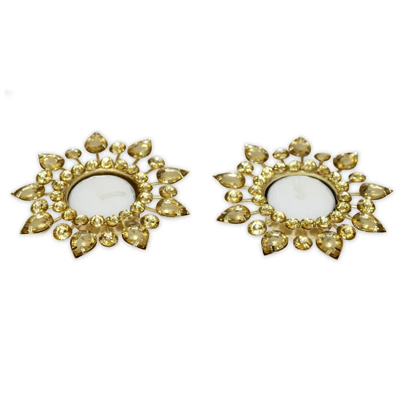 Tajra Ornate Tea Light Holder (Yellow) - Set Of Two media 4