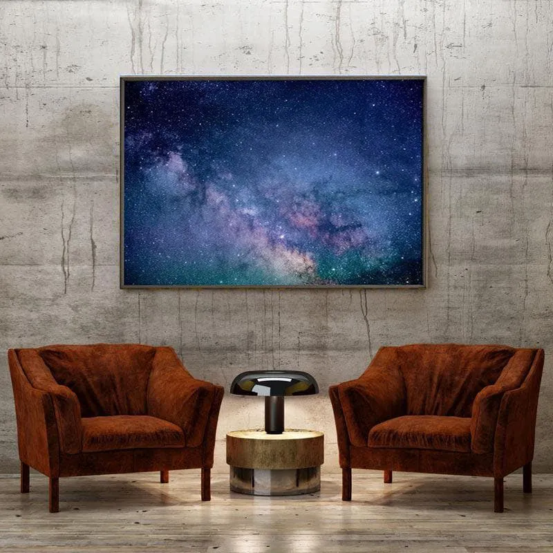 Galaxy & Stars At Night Wall Painting - Black Frame media 4