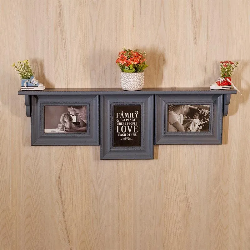 Memoria Photo Wooden Frame With Wall Shelf - Grey media 3