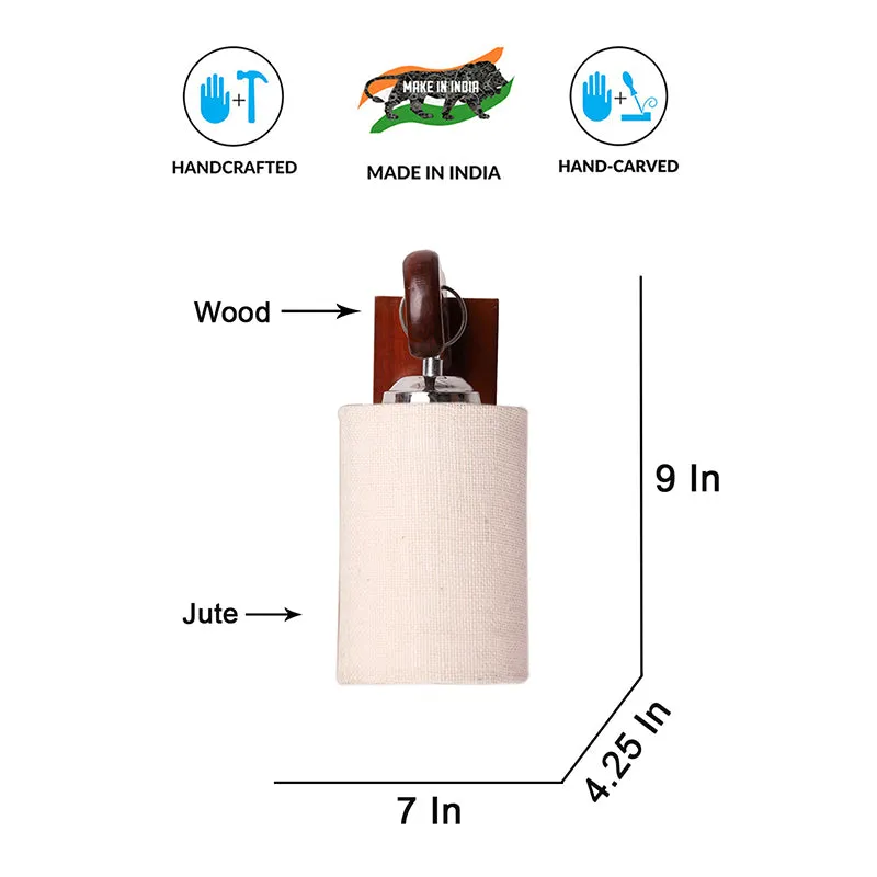 Klarion Glow Jute & Wooden Wall Lamp - Beige media 6