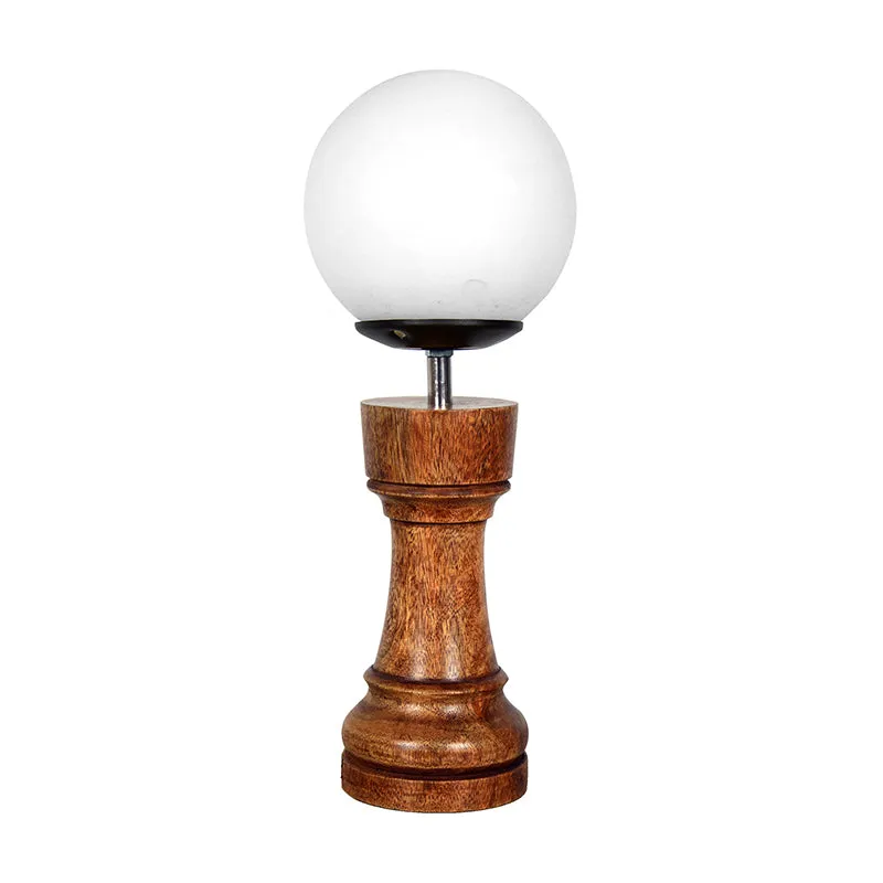 Chess Rook Wooden Table Lamp - Brown,White media 4