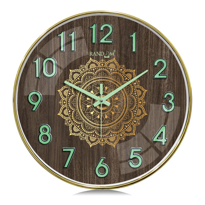 Mandala Round Floral Plastic Wall Clock - Brown media 3