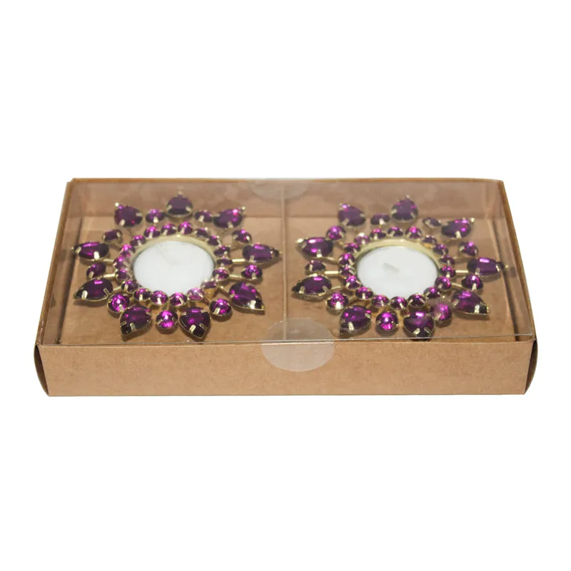 Tajra Ornate Tea Light Holder (Purple) - Set Of Two media 4