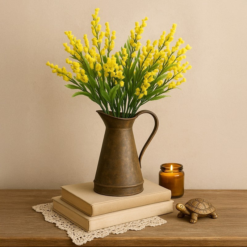 Bloom Aura (Yellow) Designer Artificial Flowers for Home - Set Of Two