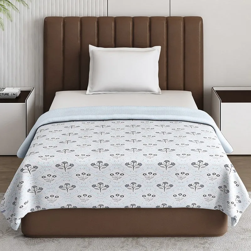 Monte Carlo Petaluxe Floral Polycotton Reversible Dohar (Light Blue) - 150 GSM media 4