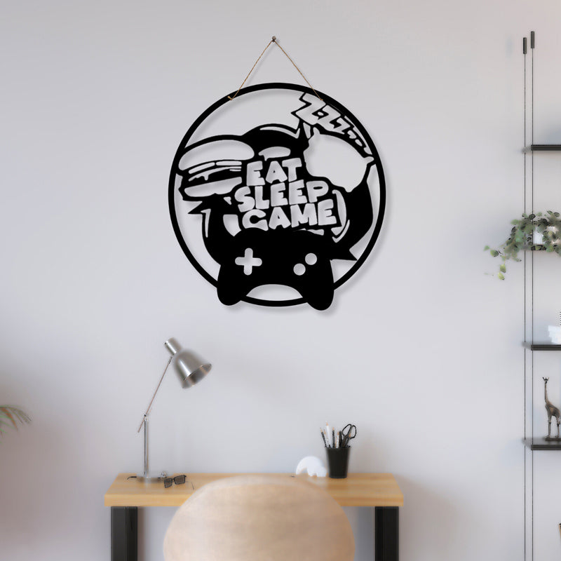 Eat Sleep Game Iron Wall Accent