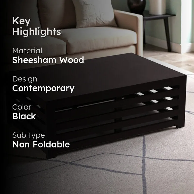 Clavon Sheesham Wooden Center Table - Black media 2