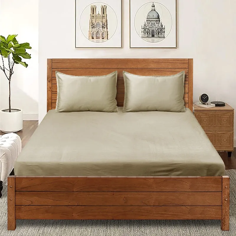 Saral Home Subtle Solid Cotton Bedsheet (Beige) - 300 TC media 3