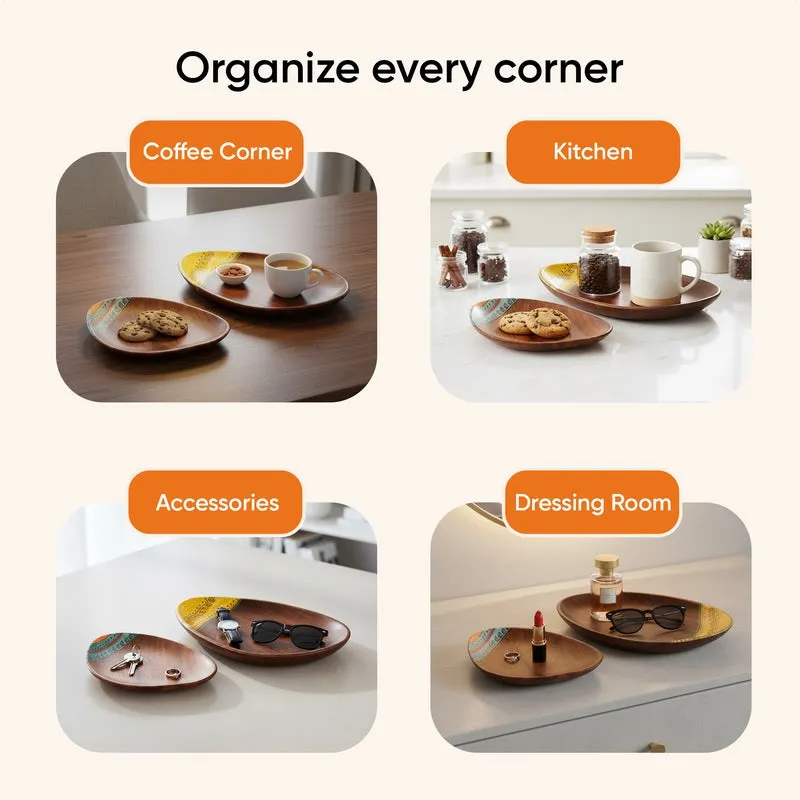 Velar Wooden Platter - Set of Two - 9