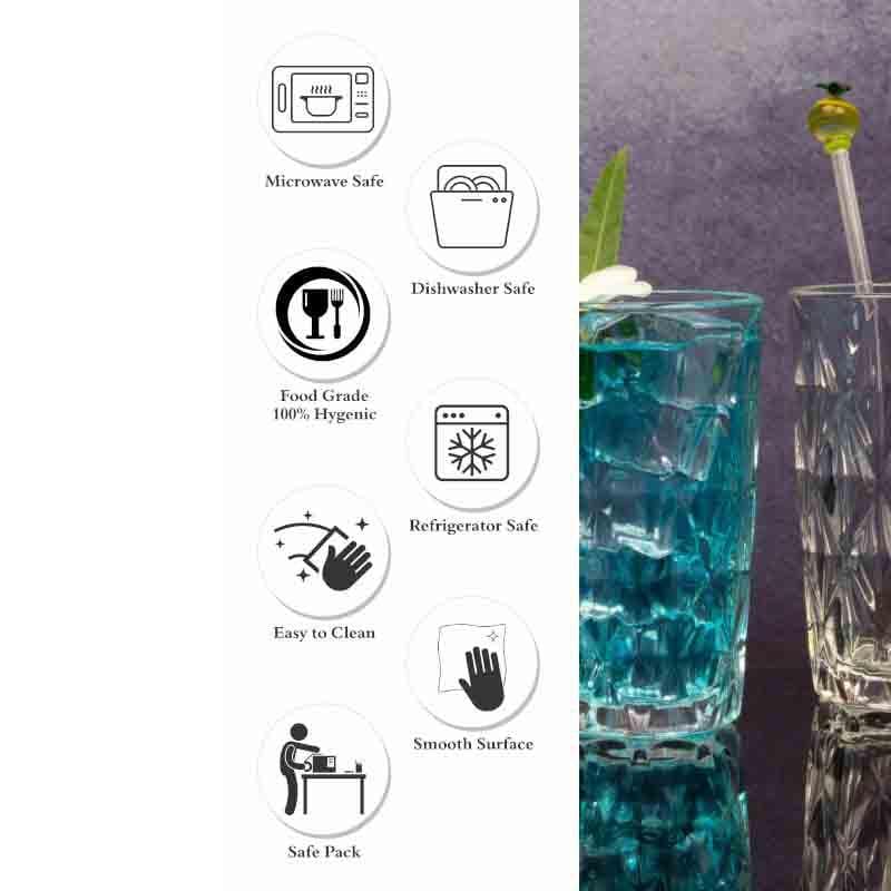 Matio Glass Tumbler (Tall) (260 ml ) - Set of Six image 7