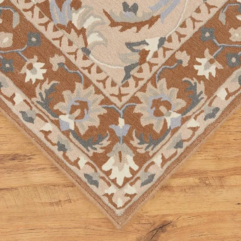 Sekhmet Hand Tufted Ethnic Wool & Nylon Carpet - Brown media 6