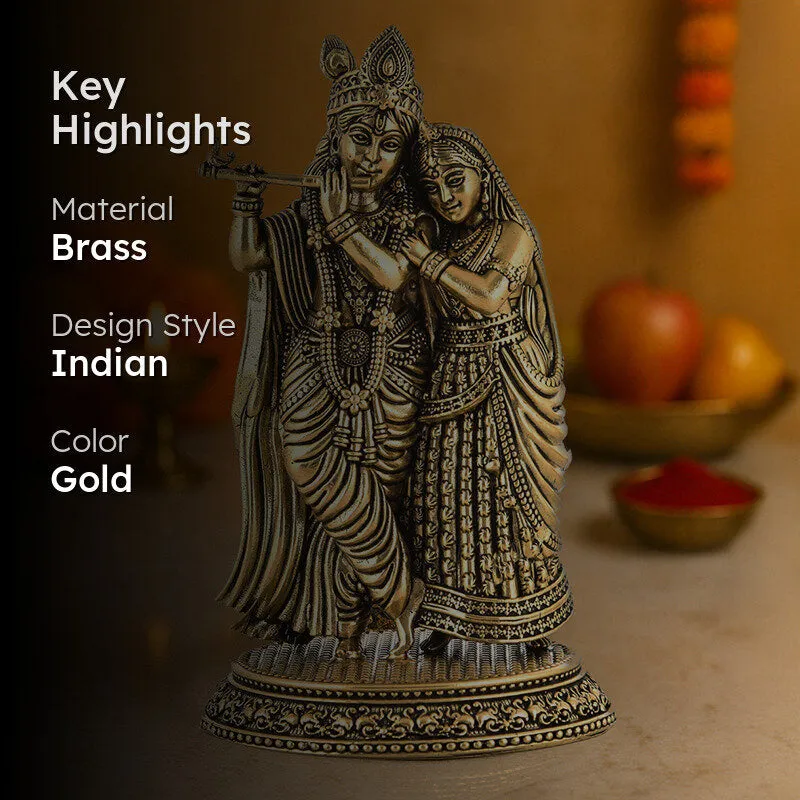 Blessed Radha Krishna Brass Idol media 2
