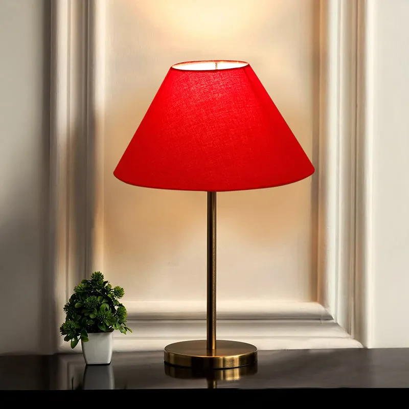 Glow Mesa Cotton & Metal Table Lamp (Empire) - Red,Gold media 1
