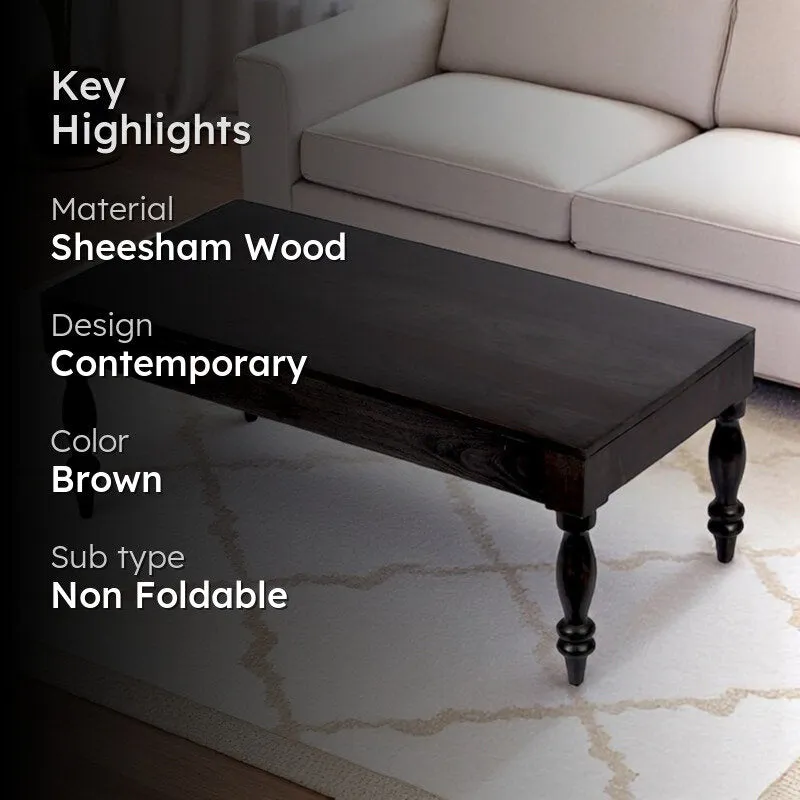 Zynex Sheesham Wooden Center Table - Black media 2