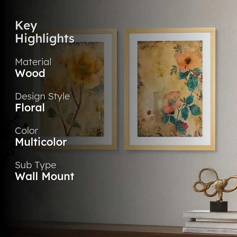 Brushed Flora Wall Art With Frame - Set Of Two media 2