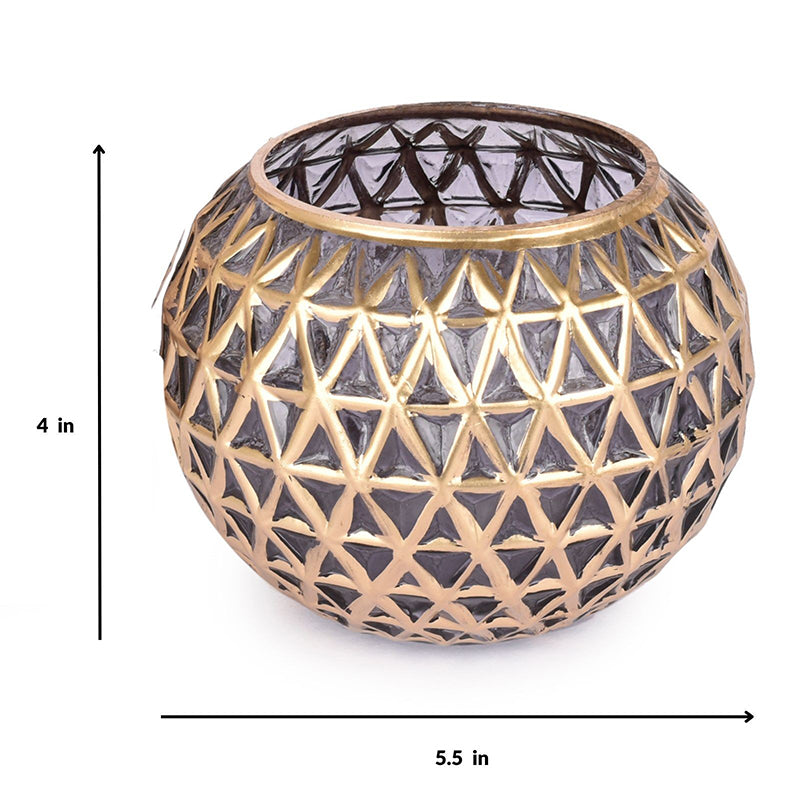 Foiled Sphere Candle Holder (Gold,Grey) - Set Of Two media 5