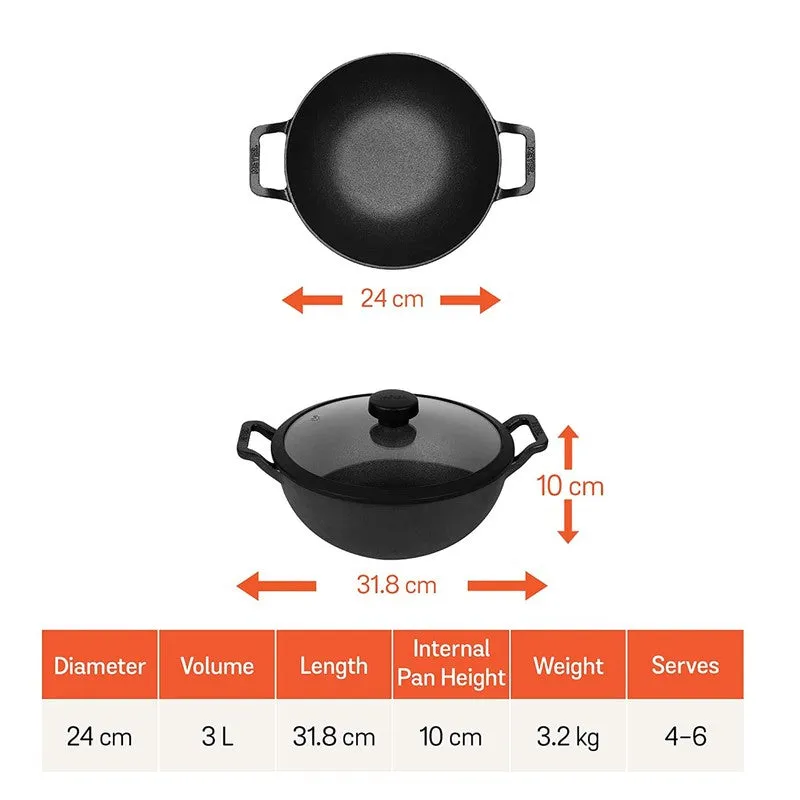 Meyer Cast Iron Kadhai with Lid - 3000 mL media 8