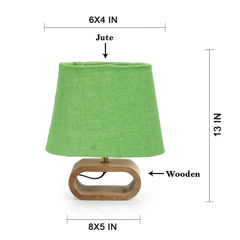 Ajna Wooden Table Lamp - Green,Brown media 6