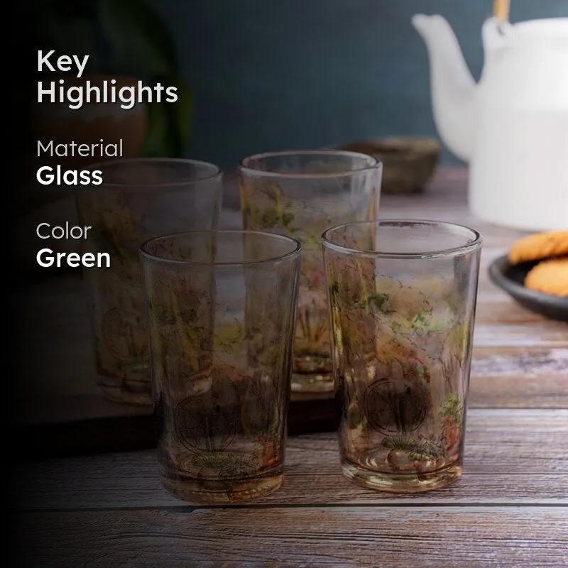 English Flower-Adorned Chai Glass - Set of Four media 2