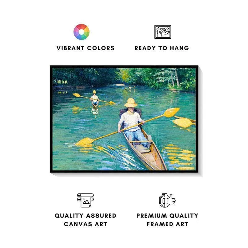 Skiffs Canvas Painting By Gustave Caillebotte - Black Frame media 4