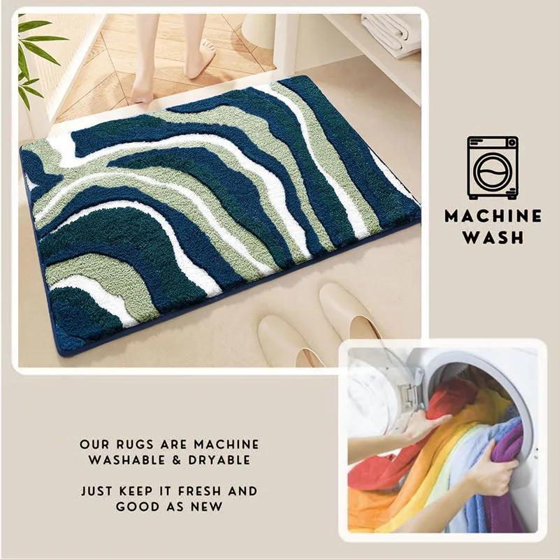 Wavy Whirls Microfiber Bath Mat - Green media 5