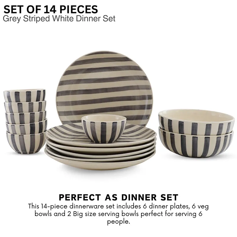 Cross Strips Ceramic Dinner Set - 14 Piece Set media 3