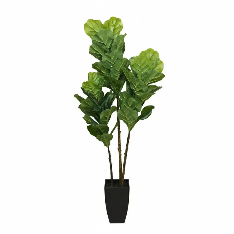 Artificial Fiddleleaf Plant With Long Black Fiber Pot - 3.9 Feet media 6
