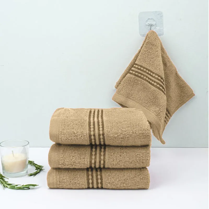 Micro Cotton LuxeDry Solid Face Towel (Brown) - Set Of Four media 3