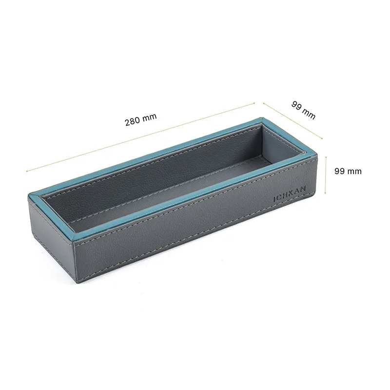 Tisca Faux Leather Cutlery Tray - Grey media 9