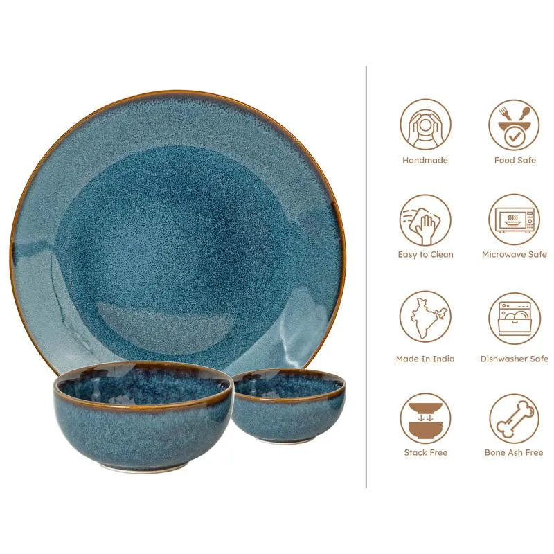 Tarangini Handmade Dinner Set (Blue/ 1 L/180 mL) - 14 Piece Set media 5