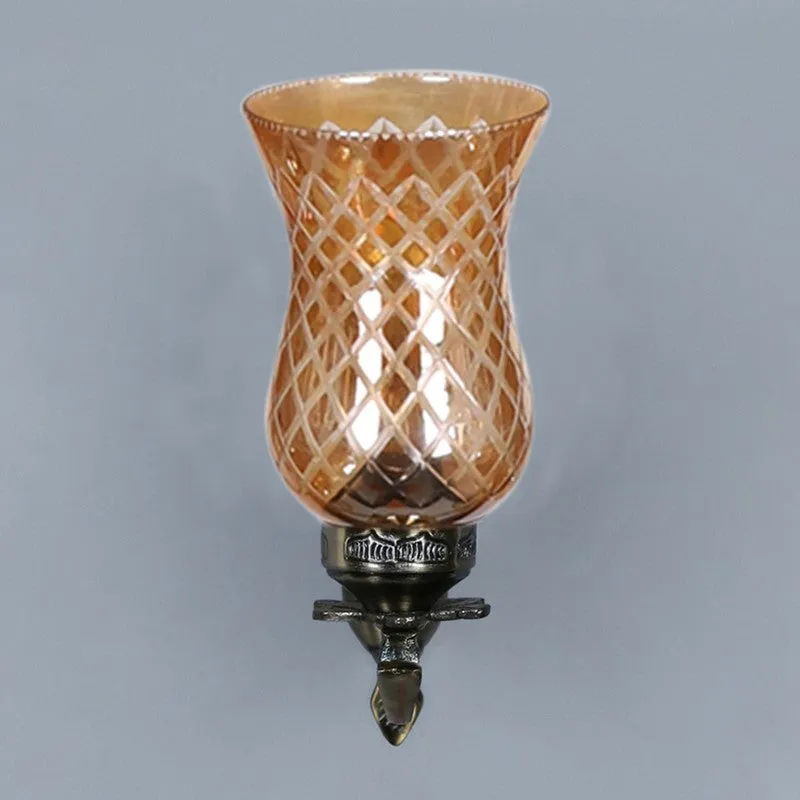 Honey Glow Floral Antique Glass Wall Lamp media 6