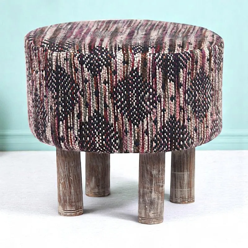 Cverix Acacia Wooden Ottomans - Multicolor media 1