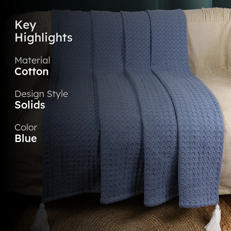 Snug Checks Cotton Throw - Blue media 2