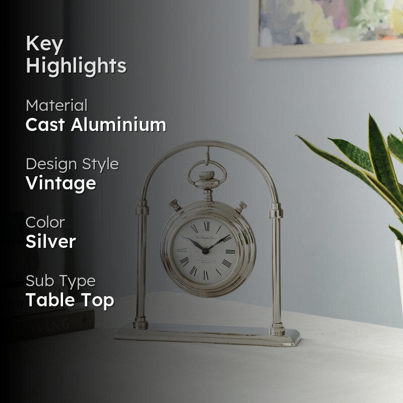 Royal Arch Hanging Table Clock - Silver media 2