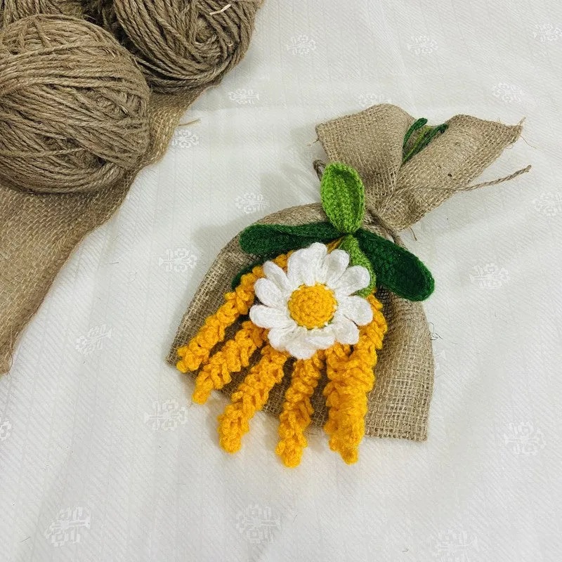 Crochet Handmade Sunflower Bouquet (Yellow,White) - Set Of Seven media 3