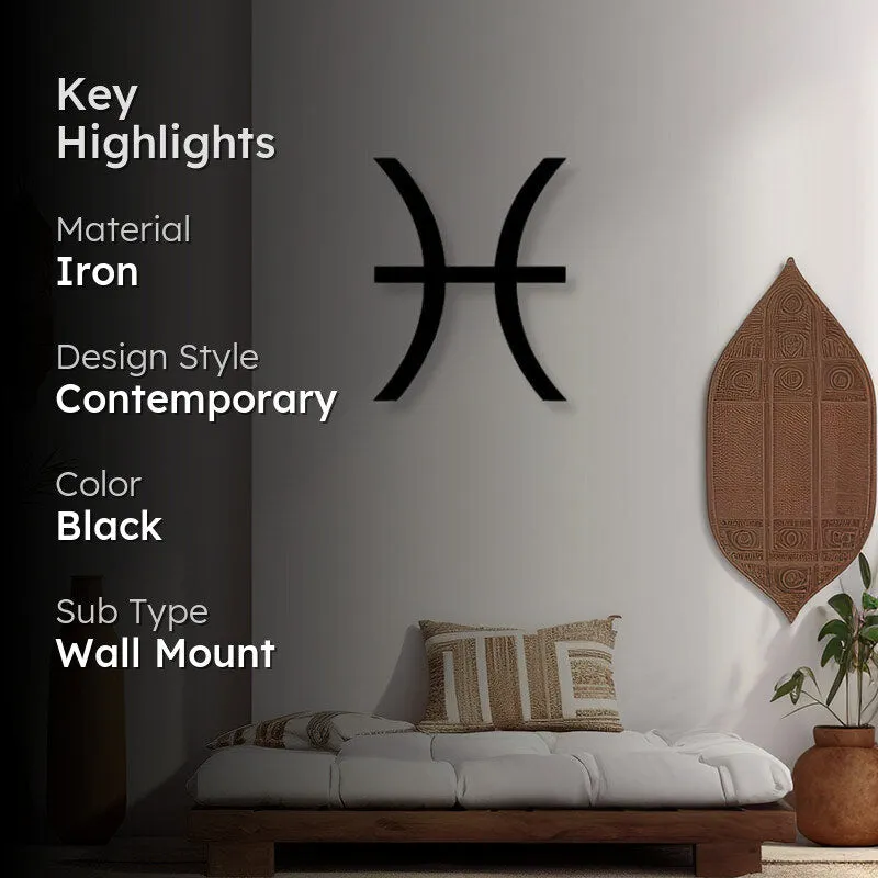Pisces Zodiac Sign Black Iron Wall Accent media 2