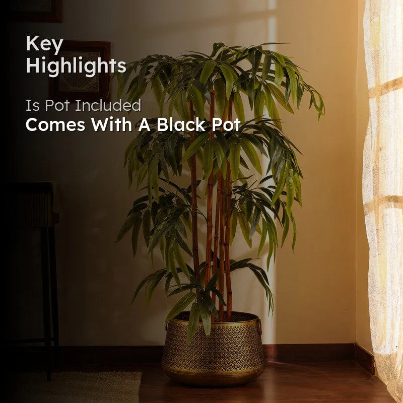 Artificial Bamboo Plant With Black Plastic Pot - 5 ft media 2