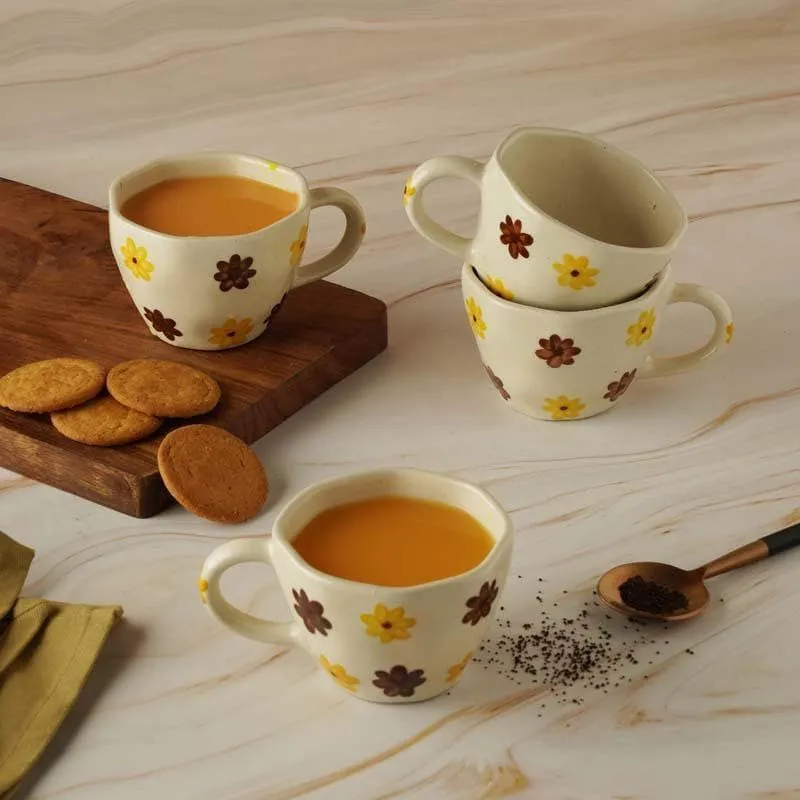 Sweet Ceramic Tea Cup (210 mL Each) -  Set of Four media 6