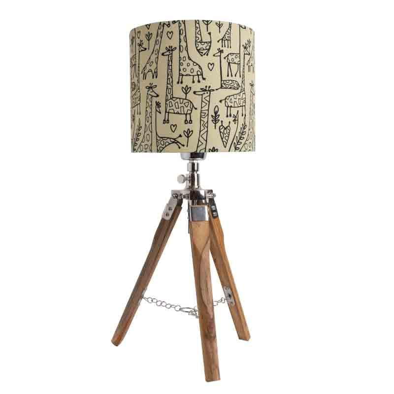Nordic Tall Tales Wooden Tripod Fabric Table Lamp - Beige,Brown media 5