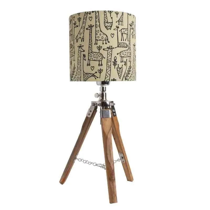 Nordic Tall Tales Wooden Tripod Fabric Table Lamp - Beige,Brown media 5