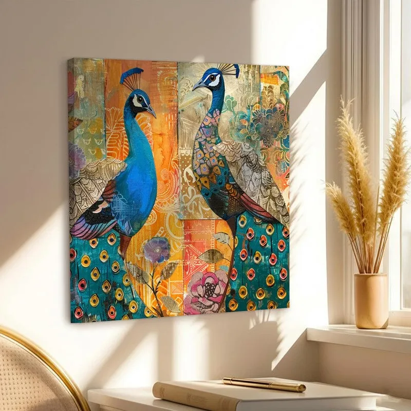 Peacock Harmony Canvas Wall Art media 3