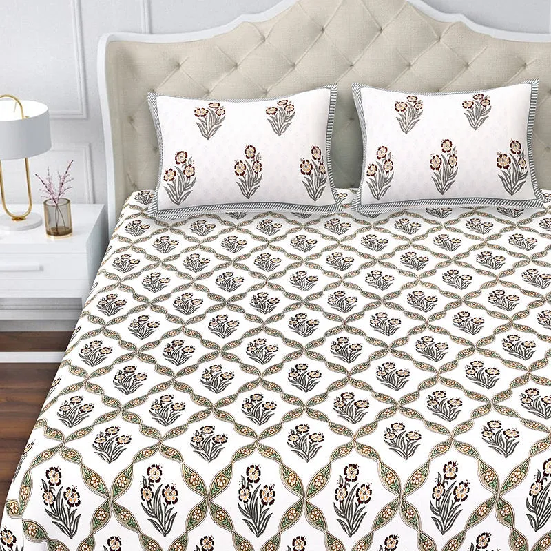 Malati Cotton Bedsheet (Taupe Grey, Brown) - 180 TC media 4