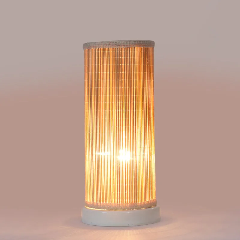 Seralya Cylindra Curve Bamboo Table Lamp - White media 4