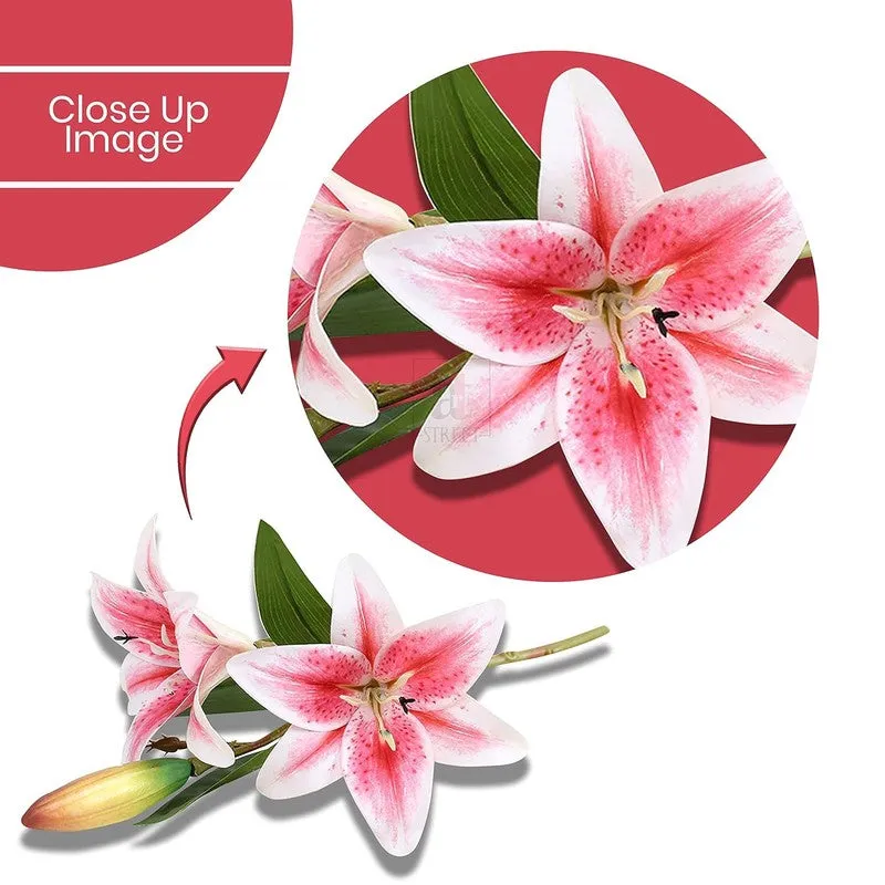 Lilium Roose Silk Artificial Flower Sticks - Pink media 6