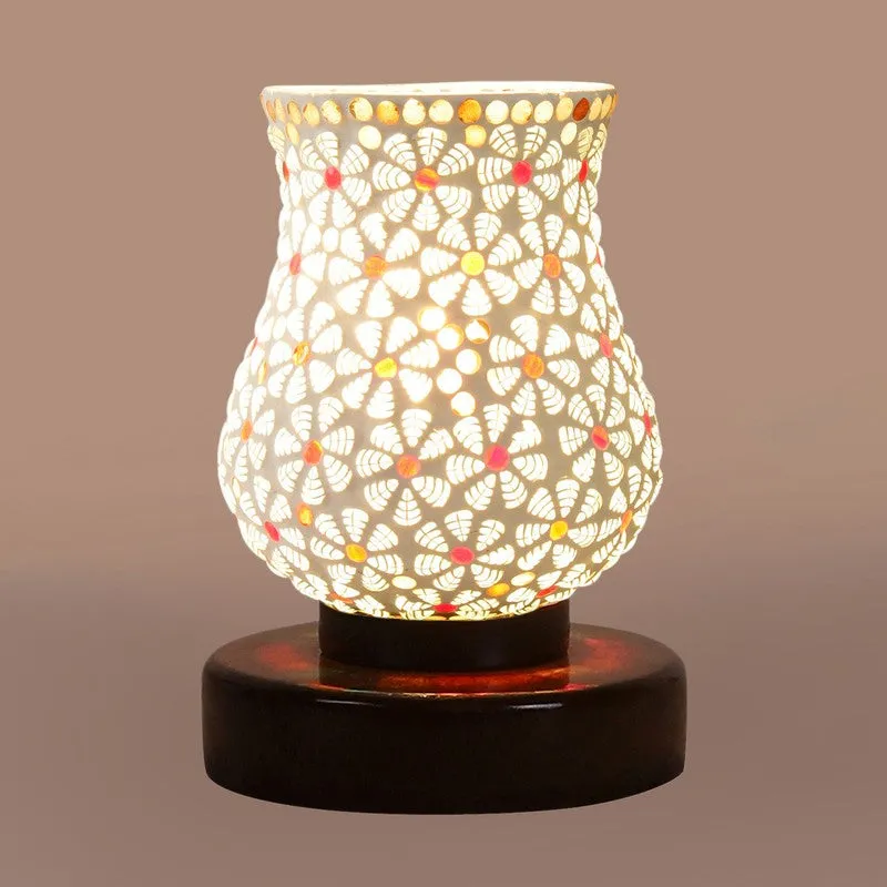 Mosaic Glass Table Lamp With Wooden Base - Multicolor media 7