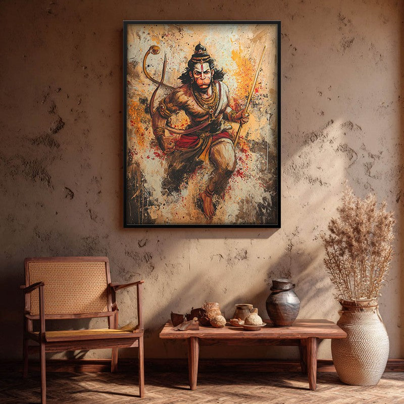 Hanuman Ji Warrior Form Archival Paper Wall Art