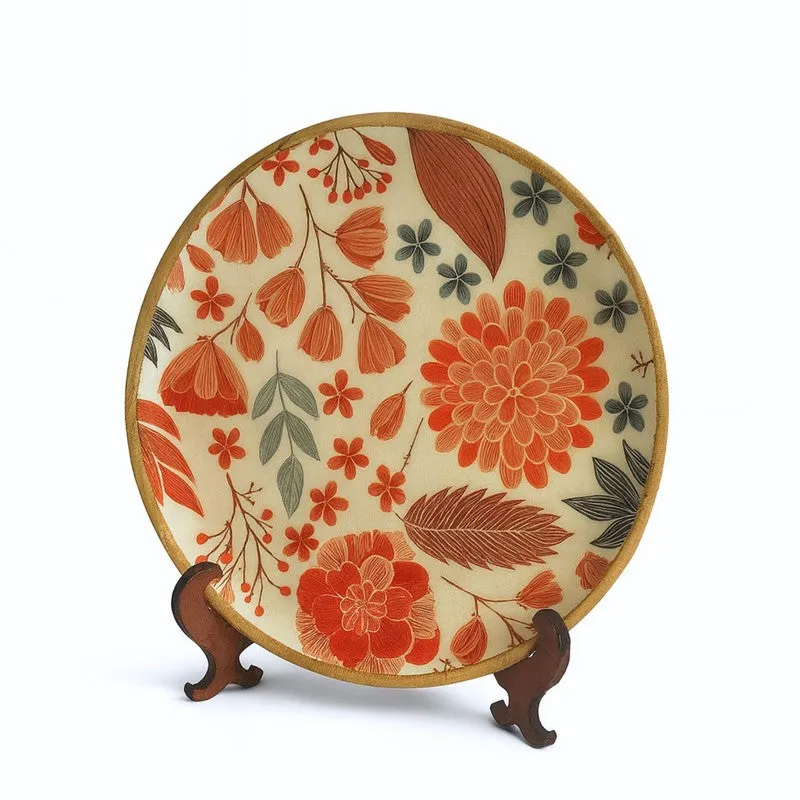 Floral Harmony Wooden Wall Plate with Stand media 3