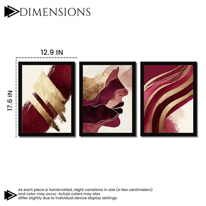 Aurella Abstract Face Wall Painting With Frame - Set Of Three media 7