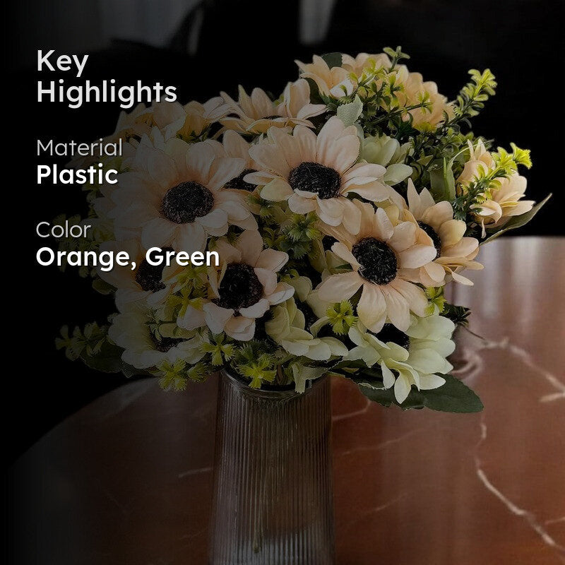Vibrant Artificial Sunflower Stem (Orange) - Set Of Two media 2