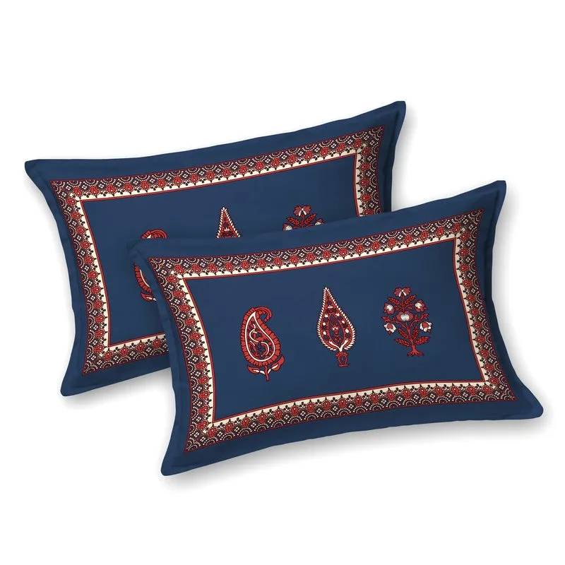 Jaipur Charm Cotton Bedsheet (Blue,Maroon) - 120 TC media 4